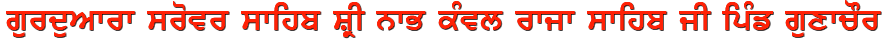 gurduAwrw srovr swihb SRI nwB kMvl rwjw swihb jI ipMf guxwcOr 